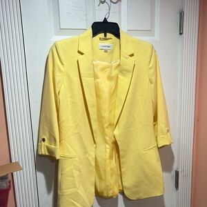 Calvin Klein Yellow Blazer Lightweight Open-Front